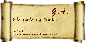 Gáspáry Anett névjegykártya