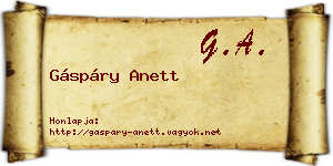 Gáspáry Anett névjegykártya